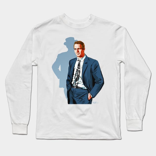 Paul Newman - An illustration by Paul Cemmick Long Sleeve T-Shirt by PLAYDIGITAL2020